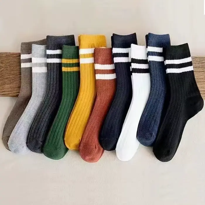 5 paires de chaussettes rayées décontractées et respirantes pour hommes, chaussettes rétro Harajuku 