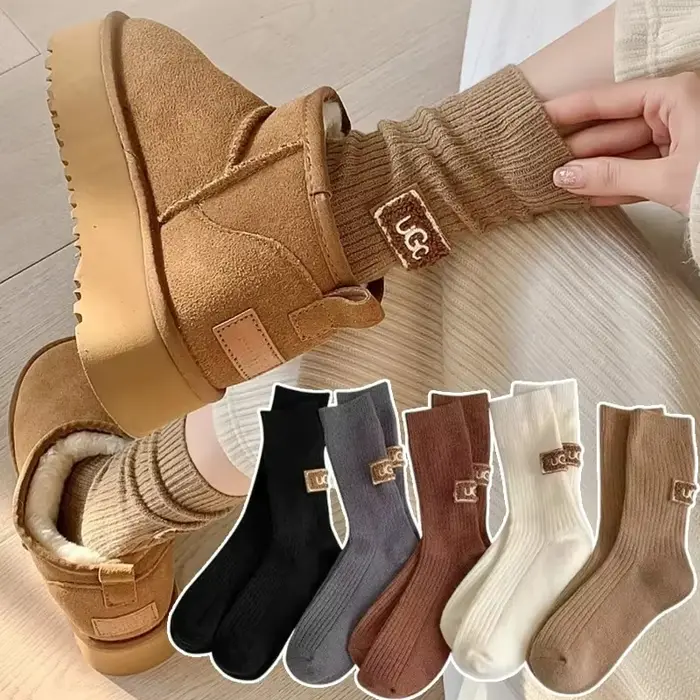 Chaussettes pour femmes Ins mi-tube chaussette garder au chaud tricoté femme botte de neige