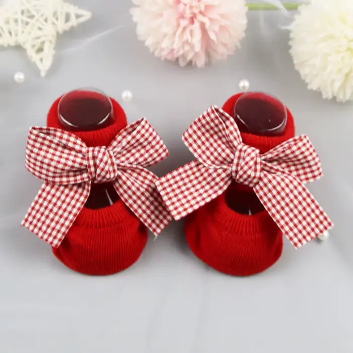 Chaussettes bébé nouveau-né mignon fille princesse chaussettes arc bateau chaussettes rouges enfant 