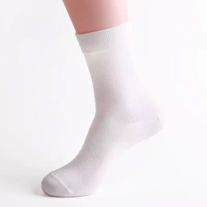 Chaussettes pour hommes en coton blanc noir gris, chaussettes longues et respirantes, bonneterie de 