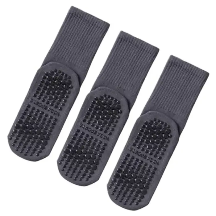 3 paires de chaussettes Pilates antidérapantes pour femmes, chaussettes mi-mollet pour yoga, barre et hôpital, lot de 3 paires