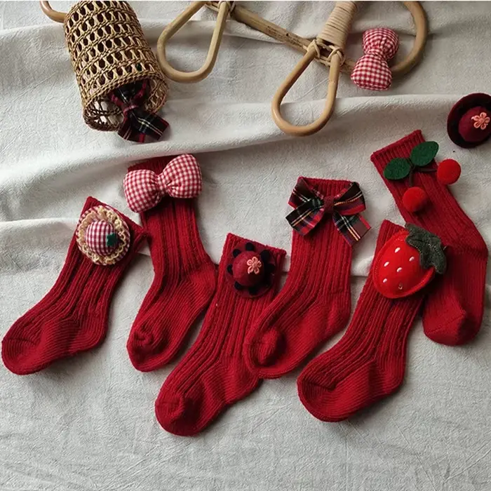 Chaussettes hautes en coton pour bébés filles de 0 à 3 ans