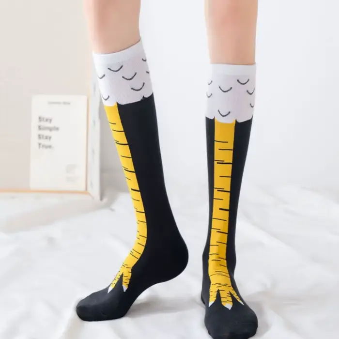 Pattes de poulet pieds chaussettes longues femmes sur le genou bas drôle dessin animé poulet jambe g