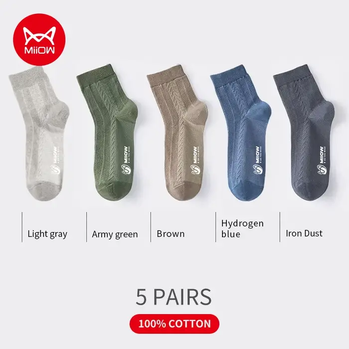MiiOW 5 paires/lot chaussettes en coton hommes tenue décontractée chaussettes impression hiver chaud
