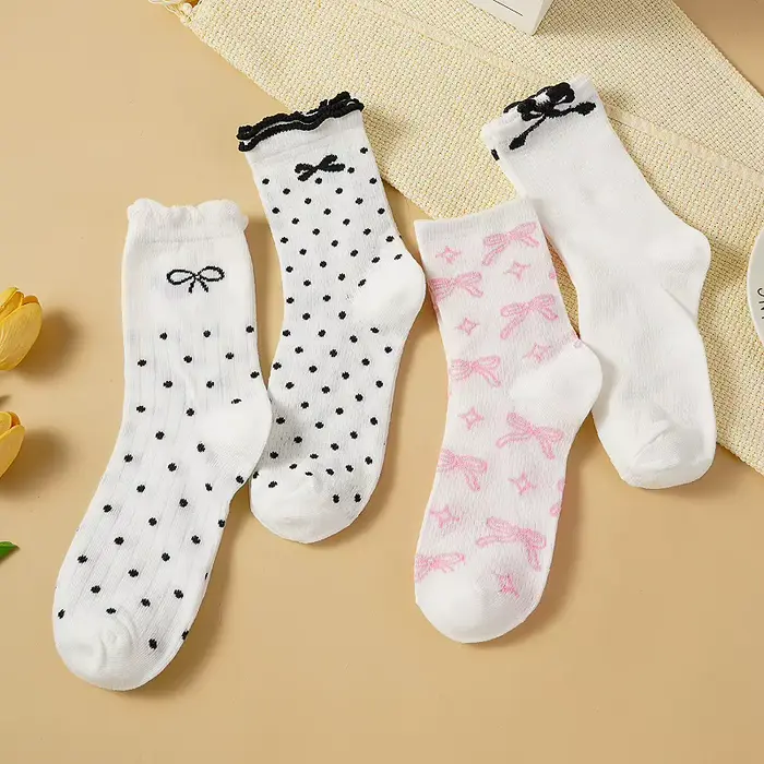 ALLTOOALL 4 paires femme chaussettes printemps automne chaussette respirante mignon coeur mode drôle