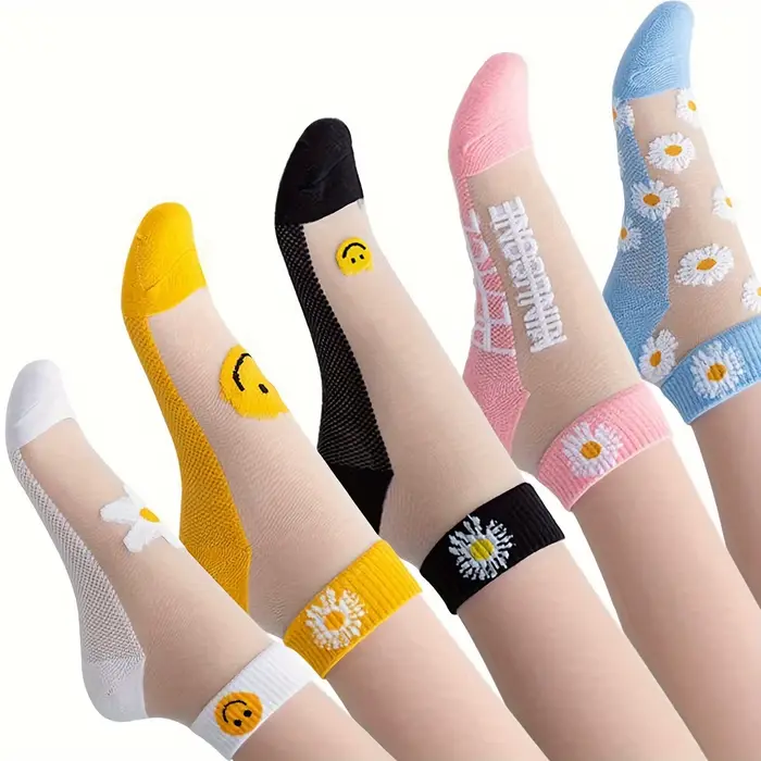 Andr& Smiley-Ensemble de chaussettes courtes pour femmes, confortable et transparent, design de comp