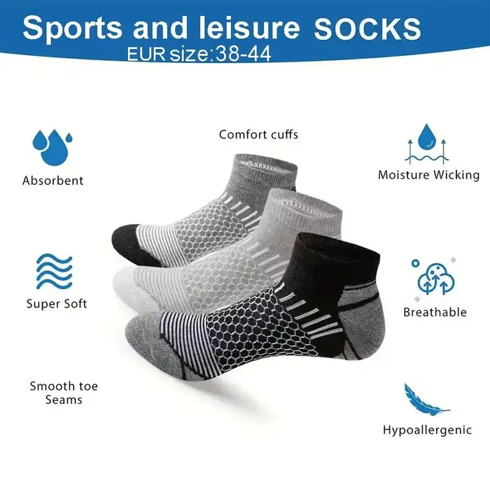 6 paires de chaussettes de sport courtes pour hommes