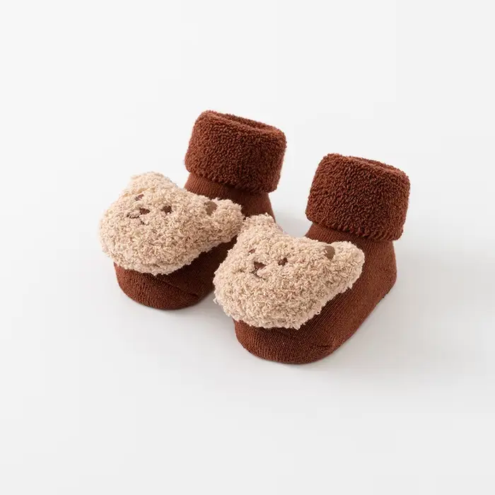 Chaussettes coordonnantes en coton doux pour nouveau-né, chaussettes épaisses pour tout-petits, ours