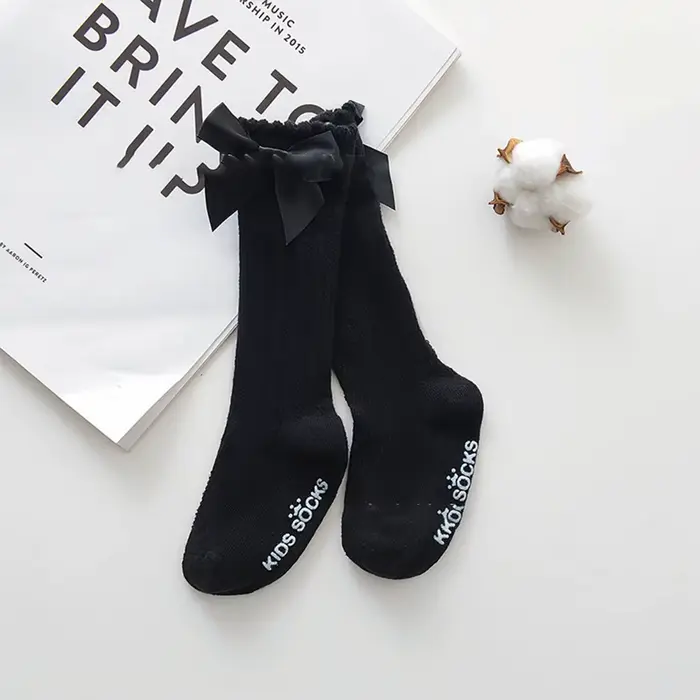 Chaussettes hautes en coton avec nœud papillon pour bébé garçon et fille, jambières mignonnes pour n