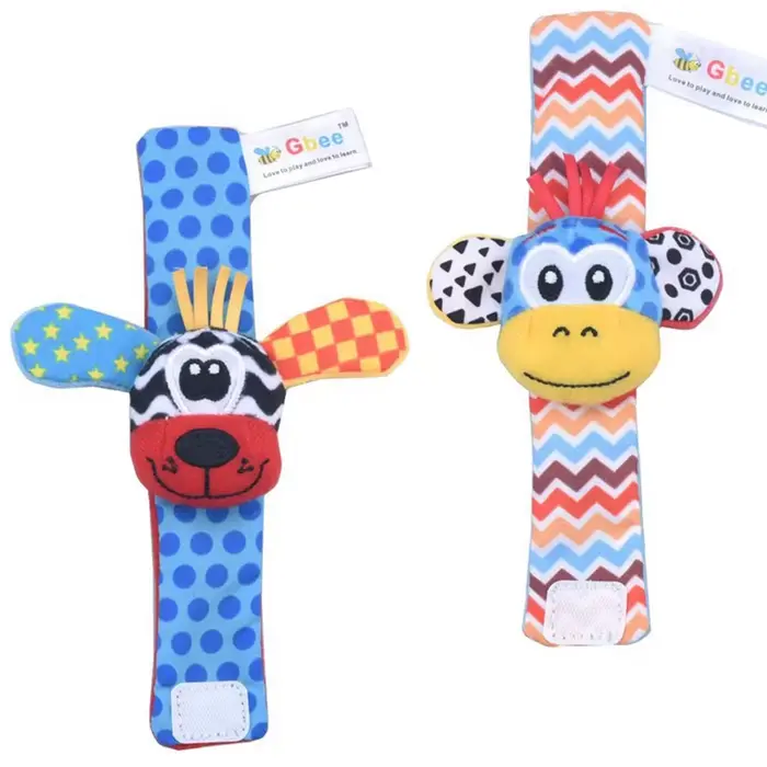 Bébé poignet hochets chaussettes nouveau-né animaux chaussettes nourrissons pied détecteur dragonne 