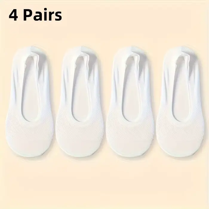 Chaussettes invisibles ultra-fines en maille respirante pour femmes, 4 paires, antidérapantes avec g