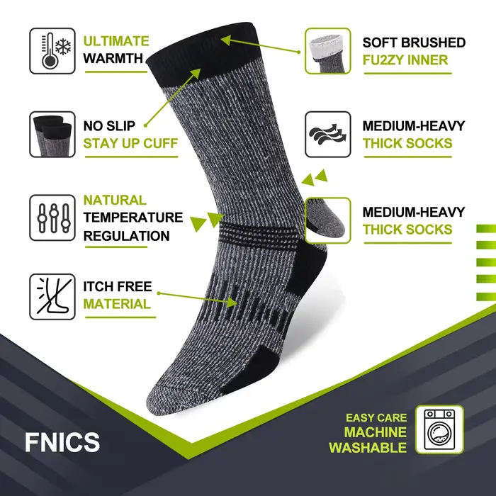 3 paires de chaussettes en laine mérinos pour hommes et femmes