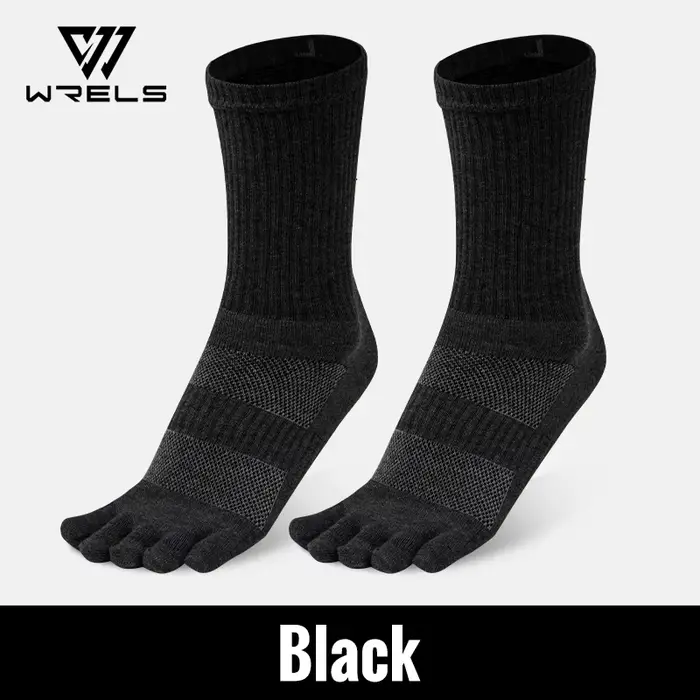 WRELS Chaussettes à orteils en coton pour course à pied, chaussettes à cinq doigts, tube long, chaus