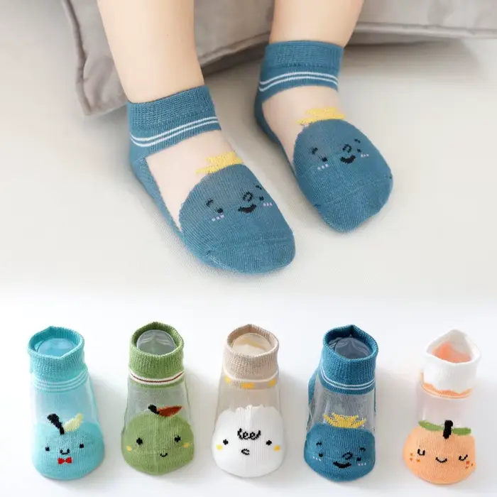 Chaussettes d'été en coton à carreaux pour bébé, lot de 5 paires de 2 à 9 ans, fines, solides, color