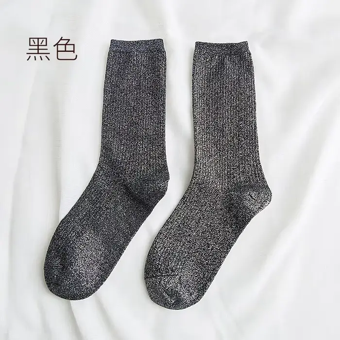 Mode brillant paillettes rayé femmes chaussettes à la mode roches rouleau scintillant couleur vive m