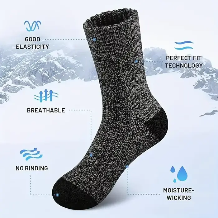 5 paires de chaussettes en laine mérinos pour hommes, chaussettes de randonnée super épaisses, chaussettes thermiques pour temps froid