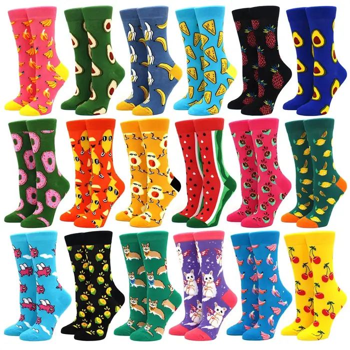 1 paire offres spéciales chaussettes drôles femmes décontracté dessin animé fruits banane avocat citron oeuf Cookie