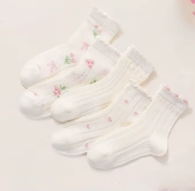 5 paires de nouvelles chaussettes pour bébé en maille sans couture, pour le printemps et l'été, en c