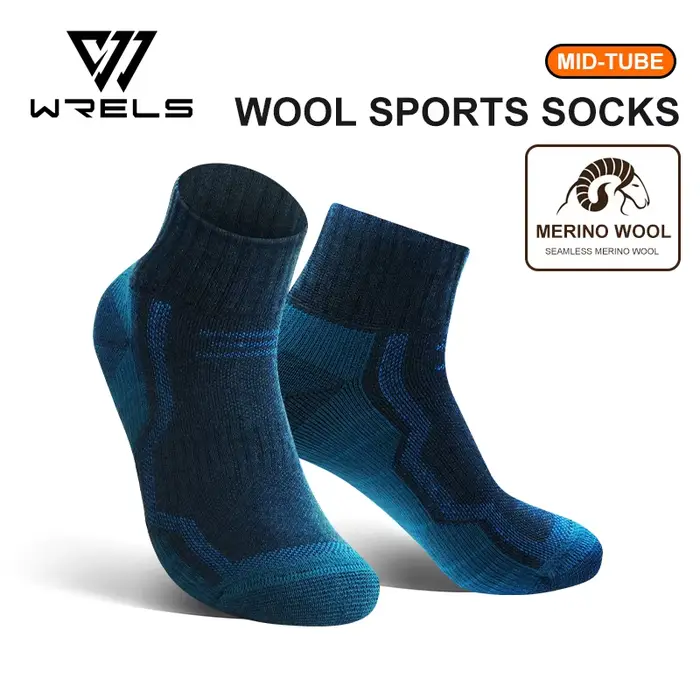 WRELS Chaussettes de marathon en laine mérinos, pour cyclisme, course à pied, football, varices, abs