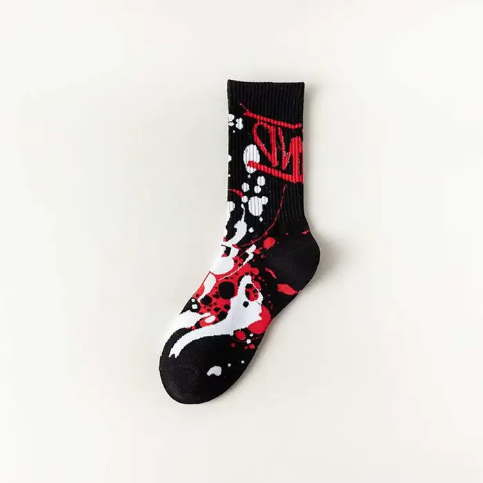 Chaussette longue en coton pour hommes, automne et hiver, Tube Graffiti, Sports de plein air, absorb