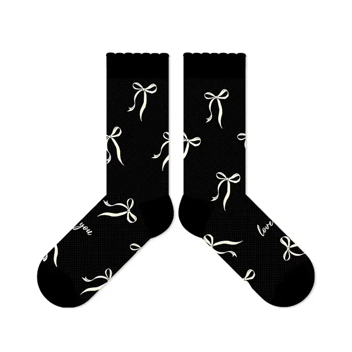 Chaussettes mi-tube respirantes pour femmes, bas en coton fin, chaussettes à nœud, style ballet, sol