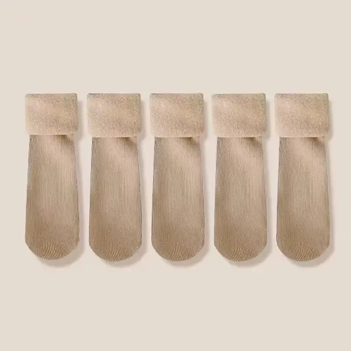 5 paires de chaussettes de neige pour femmes, chaussettes d'automne et d'hiver avec bas de sol de co