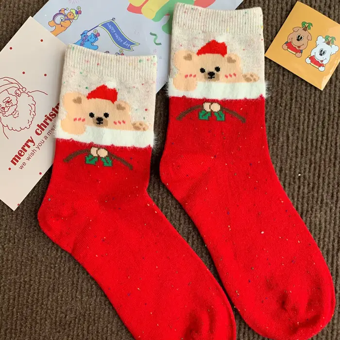 Chaussettes de noël pour hommes et femmes, dessin animé mignon, père noël, renne, bonhomme de neige,