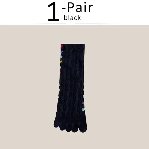 1/5 paires 5 doigts chaussettes femmes fille coton 3D Jacquard Vintage mignon amour coloré doux élas
