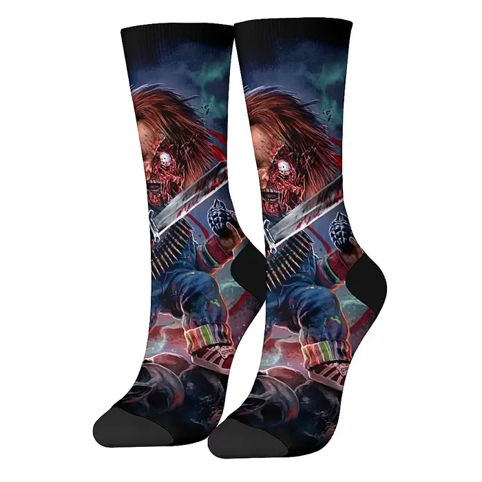 Chaussettes de sport sur le thème du film d'horreur pour hommes, chaussettes confortables et respira
