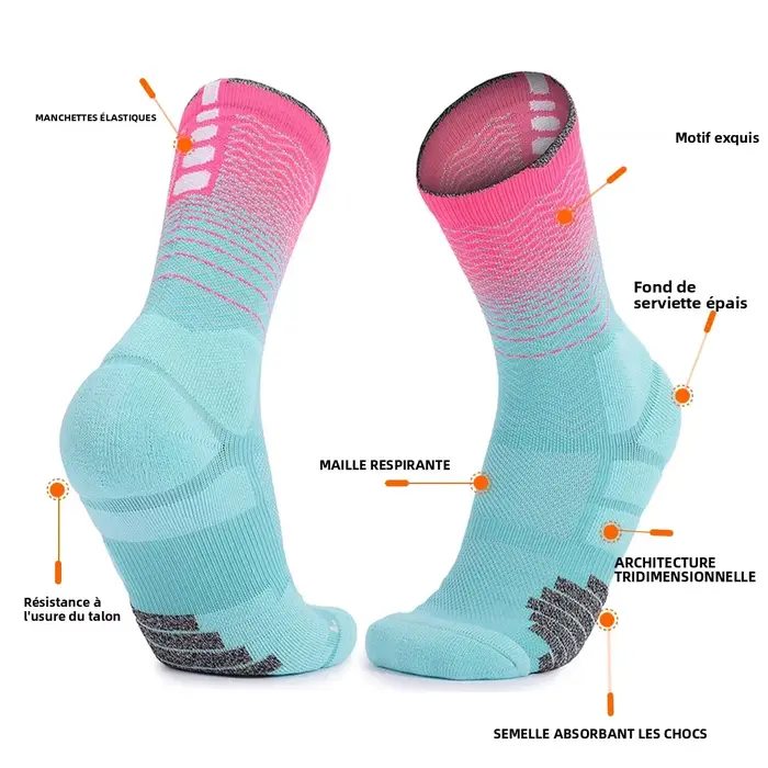 WRELS chaussettes coussin athlétique évacuant l'humidité