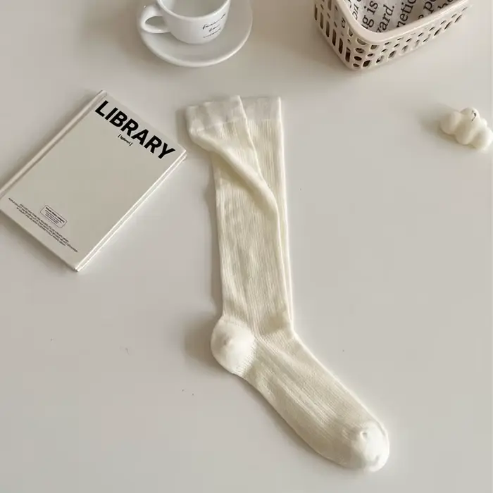Femmes bas JK Lolita doux filles chaussettes longues bas Style japonais couleur unie noir blanc gris