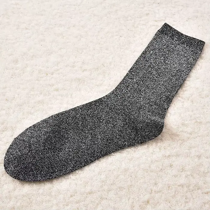Chaussettes en soie dorée et argentée pour femmes, Tube à paillettes Sox, couleur unie, brillante, h