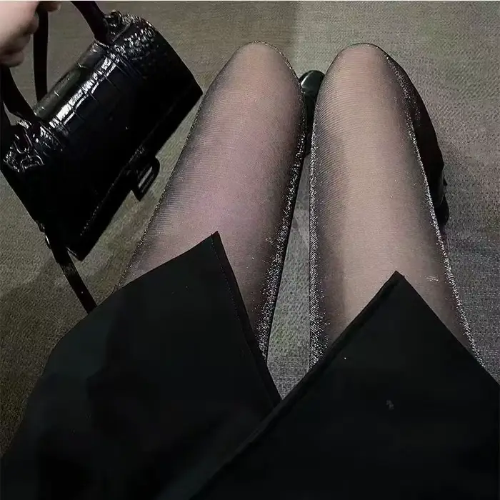 Bas scintillants pour femmes, collants noirs brillants, collants sexy, collants classiques, mince, c