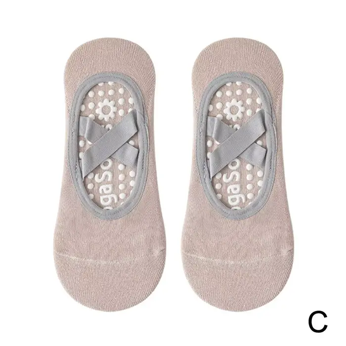 Chaussettes de yoga antidérapantes pour femmes - Chaussettes respirantes sans talon avec grip pour l