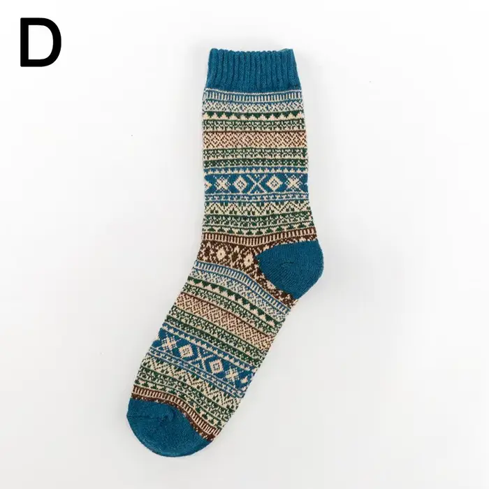 Chaussettes thermiques en laine optique de style ethnique pour hommes, chaussettes en coton vintage, chaussettes d'hiver chaudes, chaussettes d'équipage en tricot, Noël, Gi, P7F1