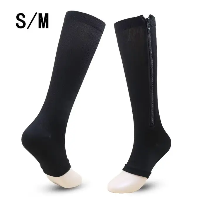 Chaussettes de compression médicales à fermeture éclair pour femmes et hommes, nylon à haute élastic