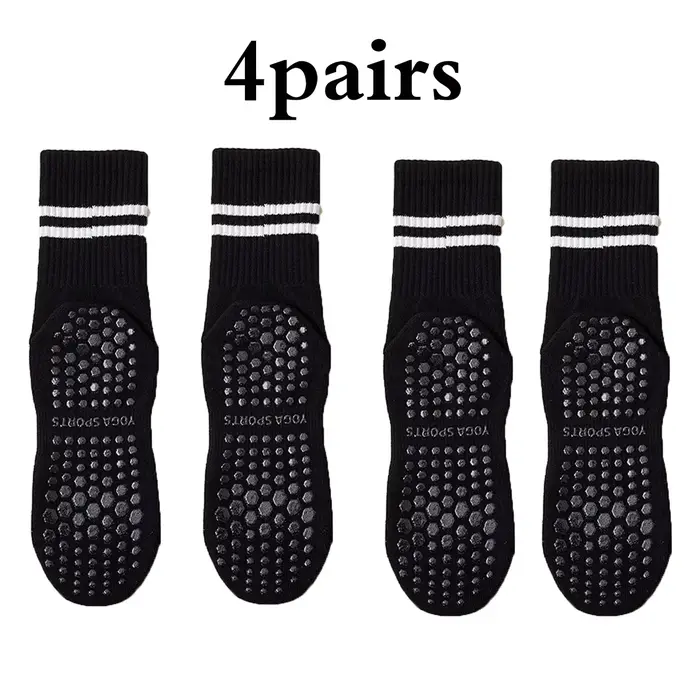 Chaussettes Pilates avec poignées pour femmes, chaussettes de Yoga, chaussettes antidérapantes de 4 