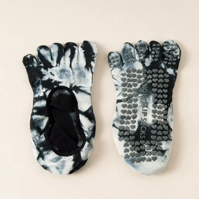 Chaussettes antidérapantes de Yoga pour femmes, chaussettes professionnelles en coton à cinq doigts,