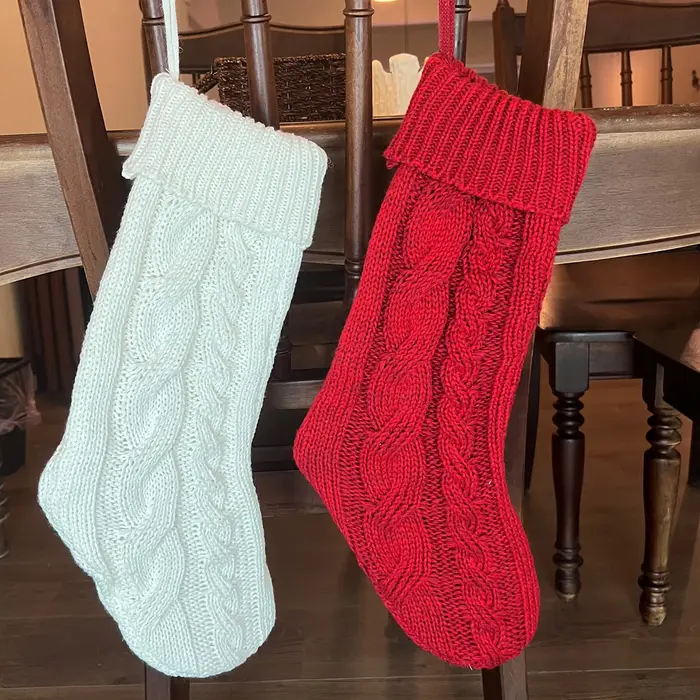 Nouvelles chaussettes de Noël tricotées 2026, sac cadeau de Noël, décoration de cheminée, chaussette