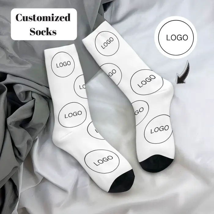 Chaussettes douces personnalisées avec logo et motif imprimé