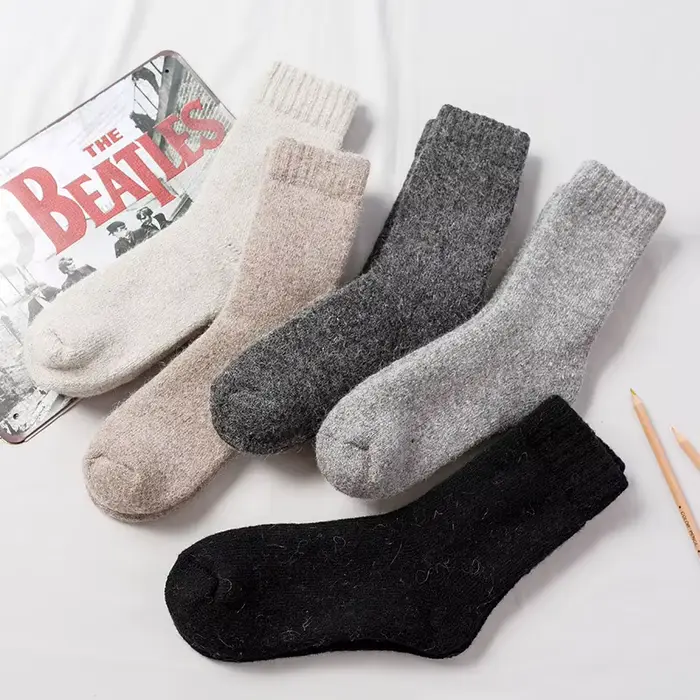 Super plus épais solide chaussettes laine mérinos lapin