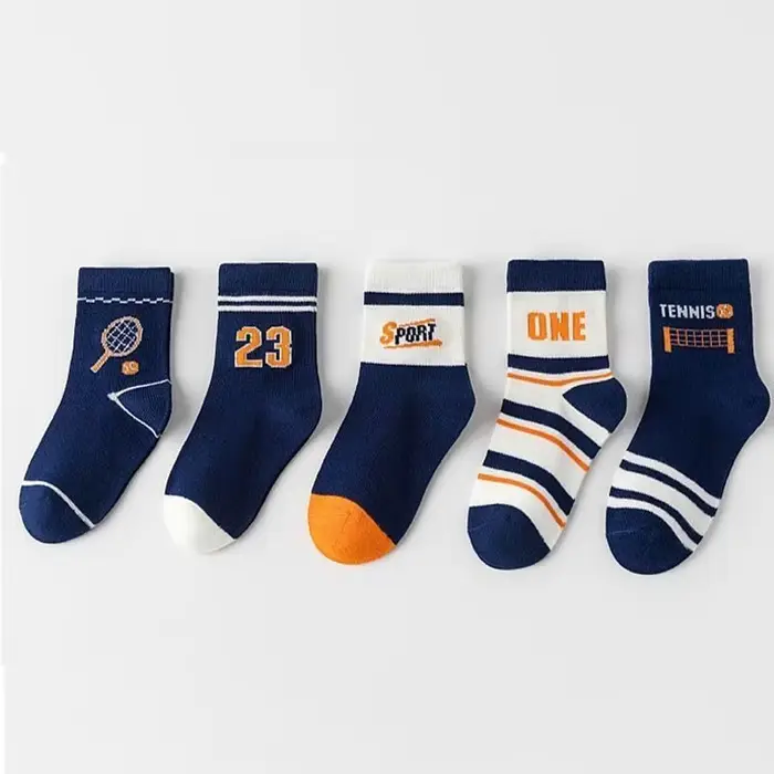 Chaussettes mi-tube en coton respirant pour enfants, série tennis, adolescents, garçons, sport, écol