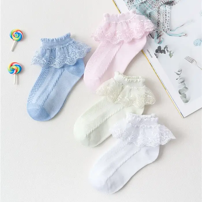 10 paires/lot bébé filles enfants chaussettes dentelle à volants princesse maille enfants cheville c