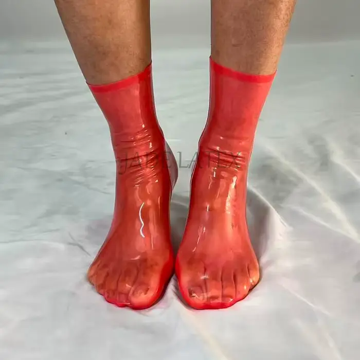 Chaussettes en latex rouge transparent naturel unisexe taille et couleur personnalisables