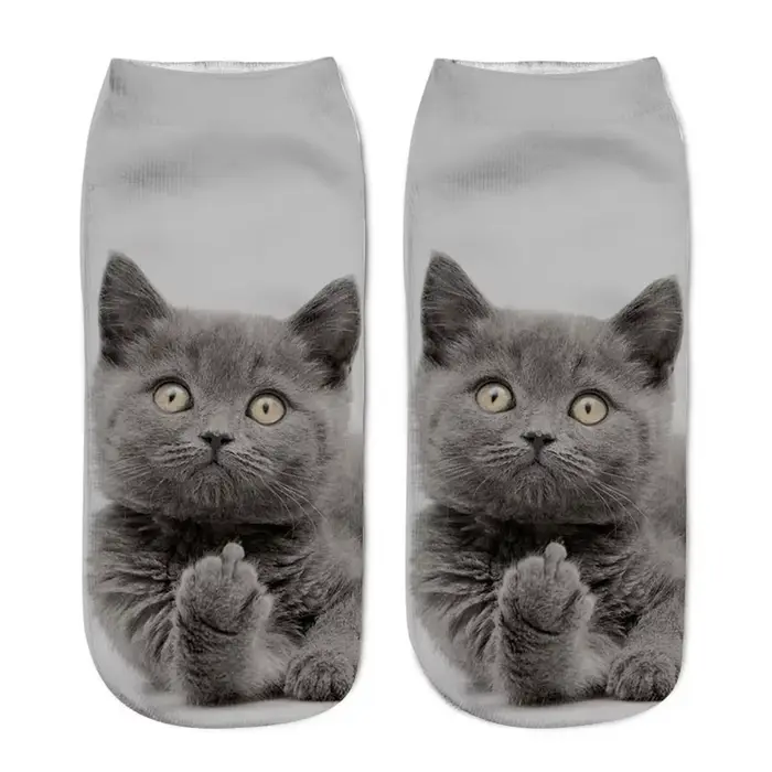 Chaussettes basses à motif de chat mignon pour femmes