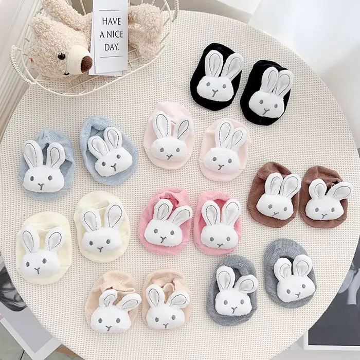 0-2 ans bébé chaussettes printemps été lapin doux mignon fleur nouveau-né bébés rose chaussette tout-petits coton rose chaussettes de sol pour les enfants