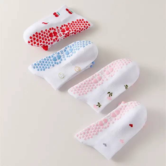 Chaussettes antidérapantes style Soft Girl en tissu texturé
