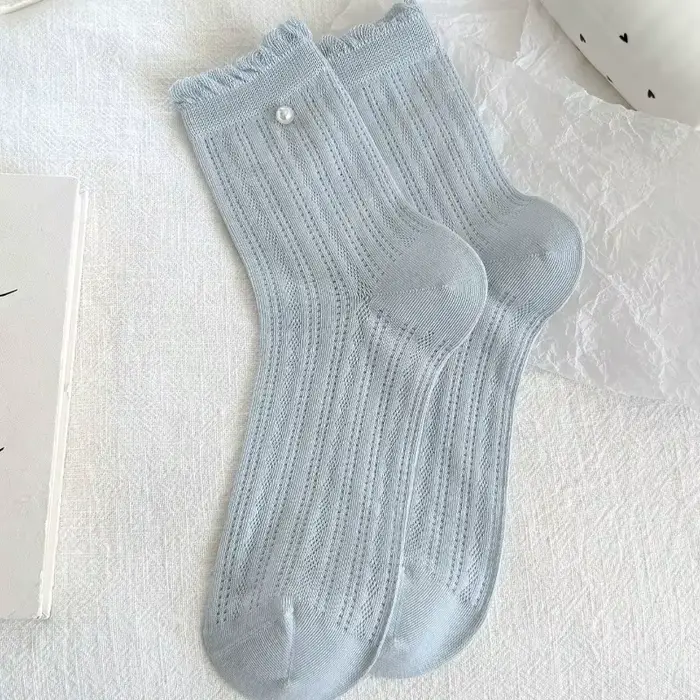 Chaussettes pour femmes, nouvelle mode printemps-été, fines, respirantes, en maille, mignonnes, long