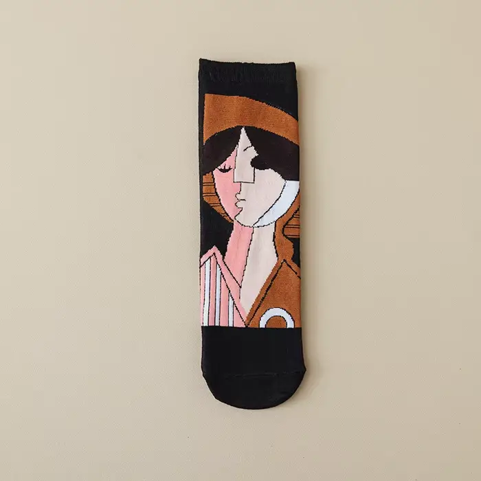 Chaussettes pour femmes Style Picasso créatif à la mode personnalisé Unique dessin animé polyvalent 