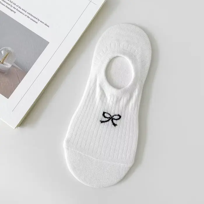 Chaussettes d'été en fil à pois fins pour femmes, avec nœud papillon, respirantes, Anti-talon, en pu